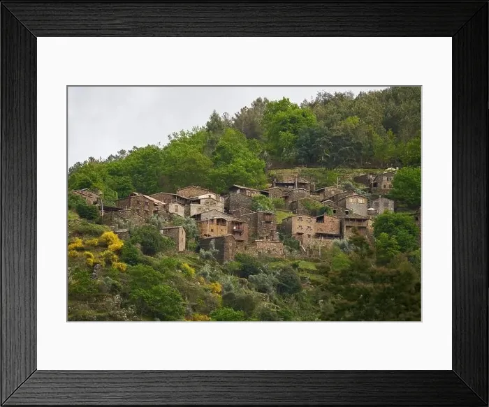 Framed Print : Talasnal schist village view from Lousa mountain, in Portugal Framed Print : Talasnal schist village view from Lousa mountain, in Portugal
