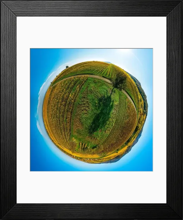 Framed Print : Autumn planet. Sunlit valleys, mountains and a variety of autumn colors. Alsace, France. Little planet projection Framed Print : Autumn planet. Sunlit valleys, mountains and a variety of autumn colors. Alsace, France. Little planet projection