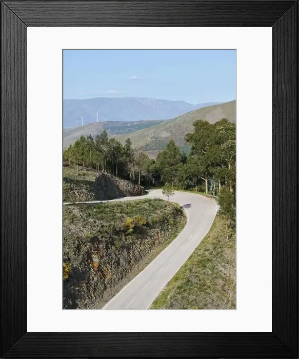 Framed Print : Beautiful road curve on a mountain landscape in Piodao, Portugal Framed Print : Beautiful road curve on a mountain landscape in Piodao, Portugal