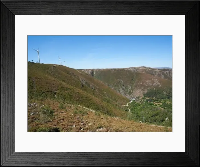 Framed Print : Aldeia da Pena in Arouca Serra da Freita with wind turbines, Portugal Framed Print : Aldeia da Pena in Arouca Serra da Freita with wind turbines, Portugal