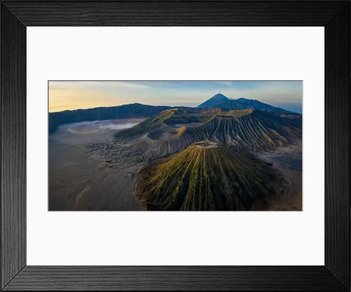 Framed Print : aerial panorama view of mount bromo in indonesia Framed Print : aerial panorama view of mount bromo in indonesia