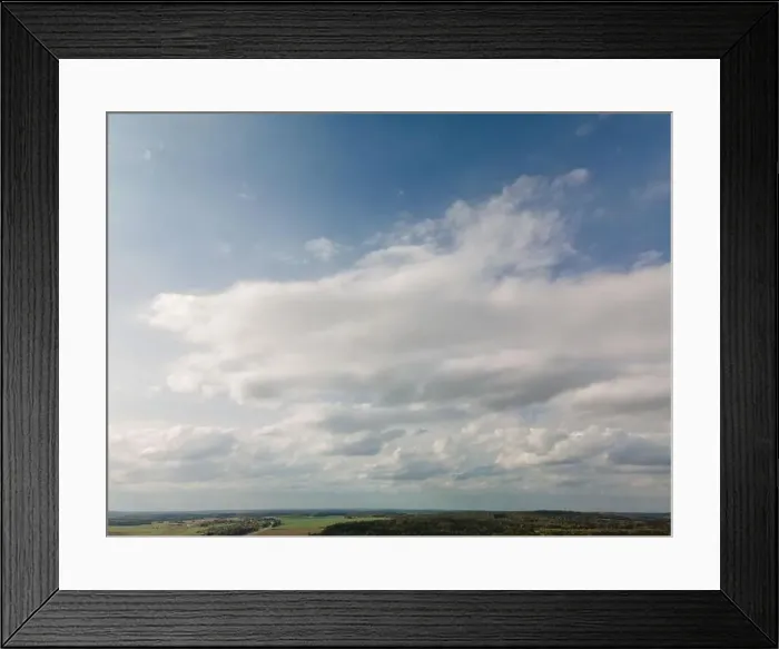 Framed Print : Photo from a flying drone, blue sky and white clouds. Texture background for design Framed Print : Photo from a flying drone, blue sky and white clouds. Texture background for design
