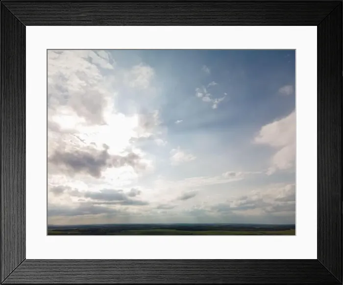 Framed Print : Photo from a flying drone, blue sky and white clouds. Texture background for design Framed Print : Photo from a flying drone, blue sky and white clouds. Texture background for design