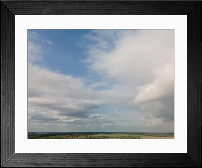 Framed Print : Photo from a flying drone, blue sky and white clouds. Texture background for design Framed Print : Photo from a flying drone, blue sky and white clouds. Texture background for design
