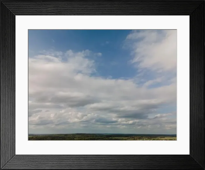 Framed Print : Photo from a flying drone, blue sky and white clouds. Texture background for design Framed Print : Photo from a flying drone, blue sky and white clouds. Texture background for design