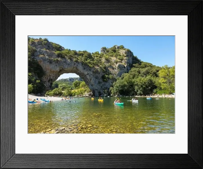Framed Print : Aerial view of Narural arch in Vallon Pont D'arc in Ardeche canyon in France Framed Print : Aerial view of Narural arch in Vallon Pont D'arc in Ardeche canyon in France