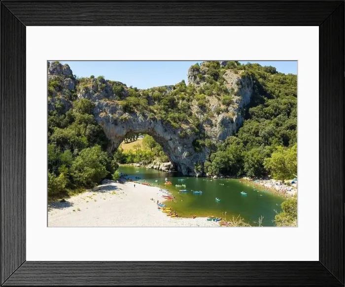 Framed Print : Aerial view of Narural arch in Vallon Pont D'arc in Ardeche canyon in France Framed Print : Aerial view of Narural arch in Vallon Pont D'arc in Ardeche canyon in France