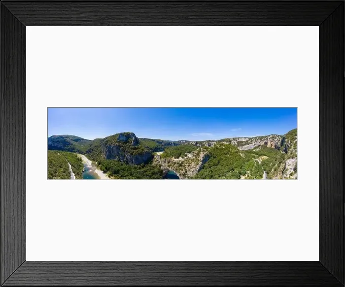 Framed Print : Aerial view of Narural arch in Vallon Pont D'arc in Ardeche canyon in France Framed Print : Aerial view of Narural arch in Vallon Pont D'arc in Ardeche canyon in France
