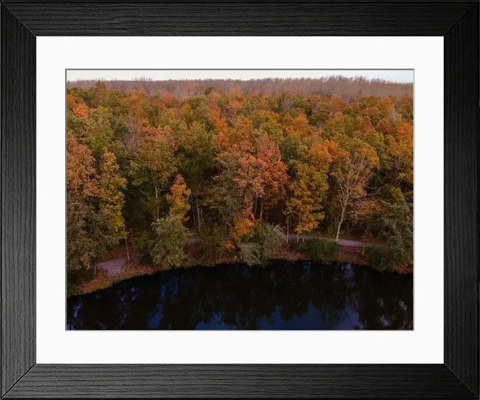 Framed Print : Fall colour reflected in the still waters of a lake near Urk Netherlands Framed Print : Fall colour reflected in the still waters of a lake near Urk Netherlands