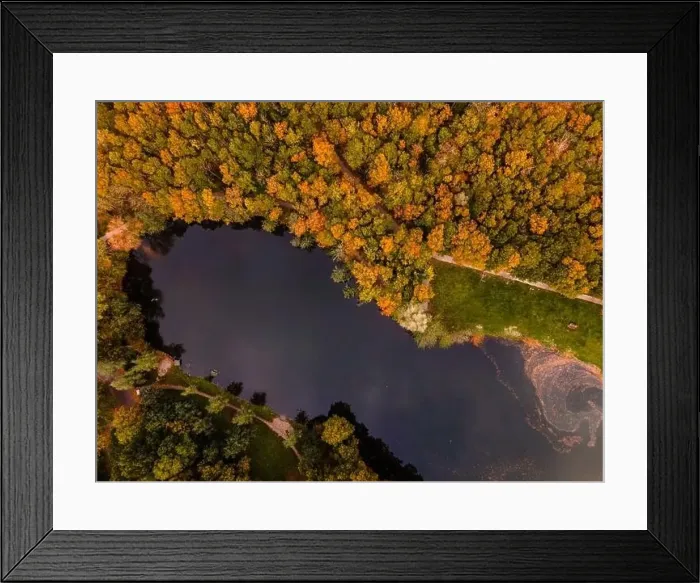 Framed Print : Fall colour reflected in the still waters of a lake near Urk Netherlands Framed Print : Fall colour reflected in the still waters of a lake near Urk Netherlands