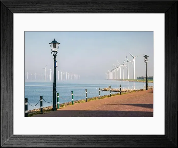 Framed Print : offshore windmill park with clouds and a blue sky, windmill park in the ocean drone aerial view with wind turbine Framed Print : offshore windmill park with clouds and a blue sky, windmill park in the ocean drone aerial view with wind turbine