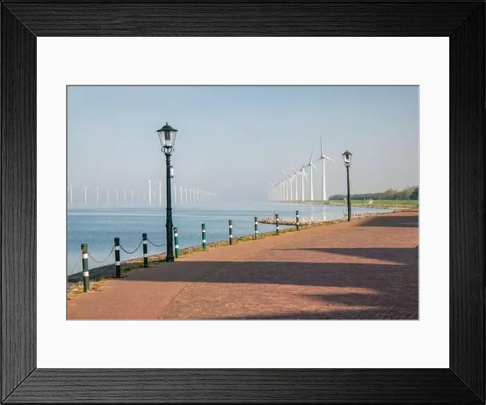 Framed Print : offshore windmill park with clouds and a blue sky, windmill park in the ocean drone aerial view with wind turbine Framed Print : offshore windmill park with clouds and a blue sky, windmill park in the ocean drone aerial view with wind turbine