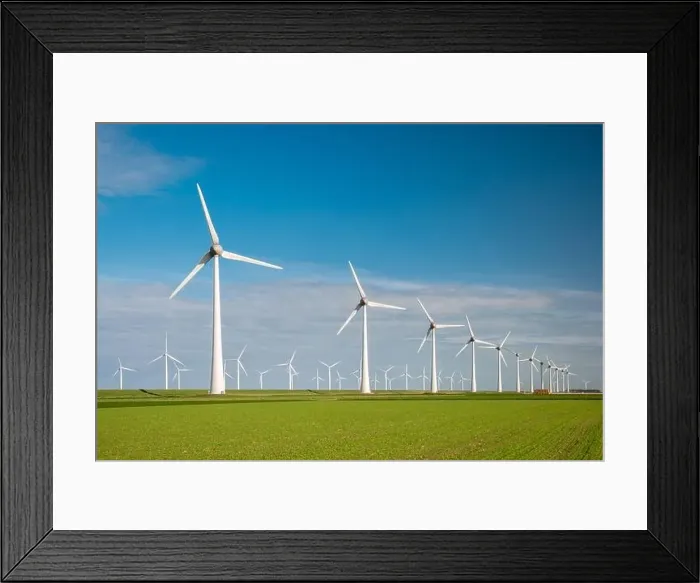 Framed Print : offshore windmill park with clouds and a blue sky, windmill park in the ocean drone aerial view with wind turbine Framed Print : offshore windmill park with clouds and a blue sky, windmill park in the ocean drone aerial view with wind turbine