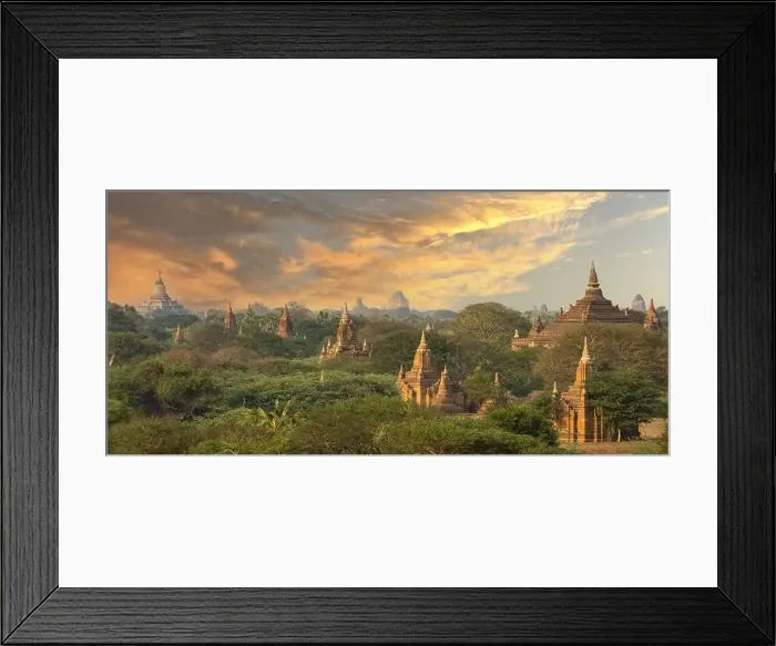 Framed Print : View from above, stunning aerial view of the Bagan Archaeological Zone at sunset Framed Print : View from above, stunning aerial view of the Bagan Archaeological Zone at sunset