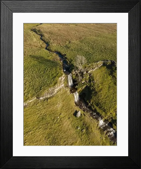 Framed Print : cray falls in wharfedale yorkshire on sunny day drone image Framed Print : cray falls in wharfedale yorkshire on sunny day drone image