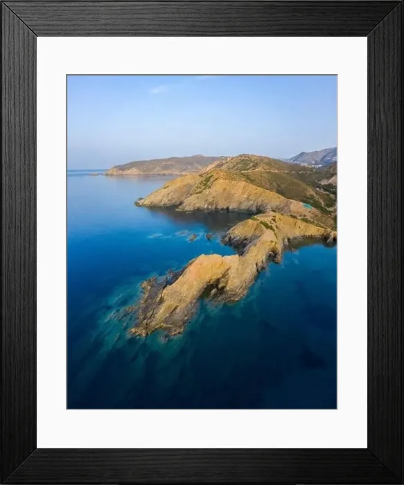 Framed Print : Aerial view of coastal peninsula near Beach Good Land, Geropotamos, Crete, Greece Framed Print : Aerial view of coastal peninsula near Beach Good Land, Geropotamos, Crete, Greece