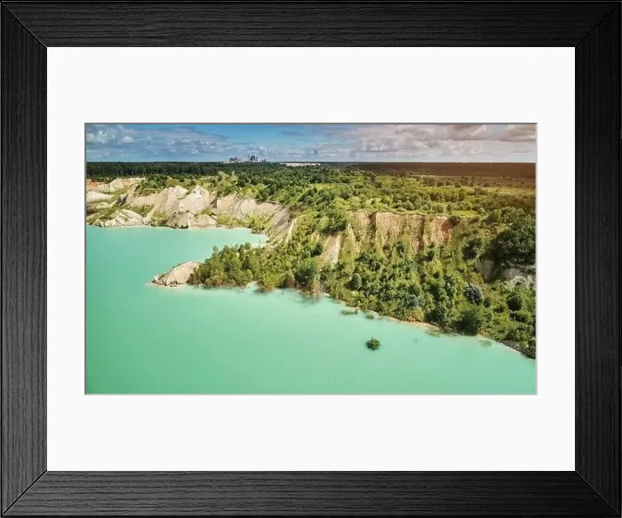 Framed Print : Clean green water in quarry aerial above top view Framed Print : Clean green water in quarry aerial above top view
