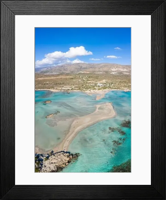 Framed Print : Aerial view of the sandbar at Elafonisi Beach Framed Print : Aerial view of the sandbar at Elafonisi Beach