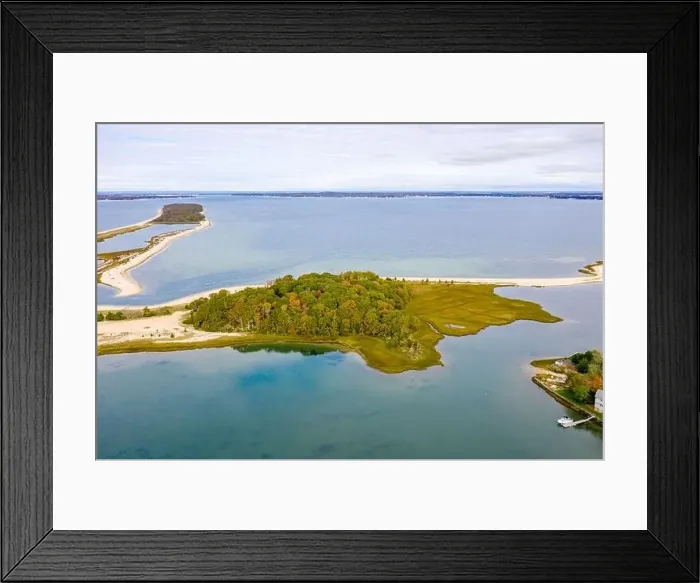 Framed Print : Aerial view of Clam Island, Clam Island County Nature Preserve, Sag Harbor, NY Framed Print : Aerial view of Clam Island, Clam Island County Nature Preserve, Sag Harbor, NY