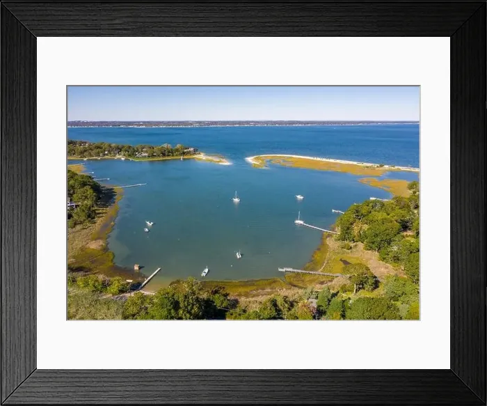 Framed Print : Aerial view of Wehrman pond, Red creek pond and Peconic RIver area, Hampton Bays, NY Framed Print : Aerial view of Wehrman pond, Red creek pond and Peconic RIver area, Hampton Bays, NY