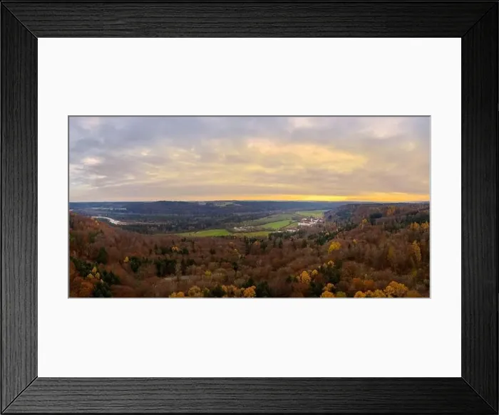 Framed Print : Autumn landscape with a colorful forest in fall next to a bavarian monastery captured by a drone Framed Print : Autumn landscape with a colorful forest in fall next to a bavarian monastery captured by a drone