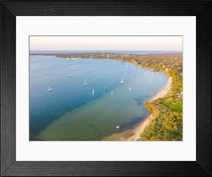 Framed Print : aerial image of lake Montauk and highway 27, Montauk, NY Framed Print : aerial image of lake Montauk and highway 27, Montauk, NY