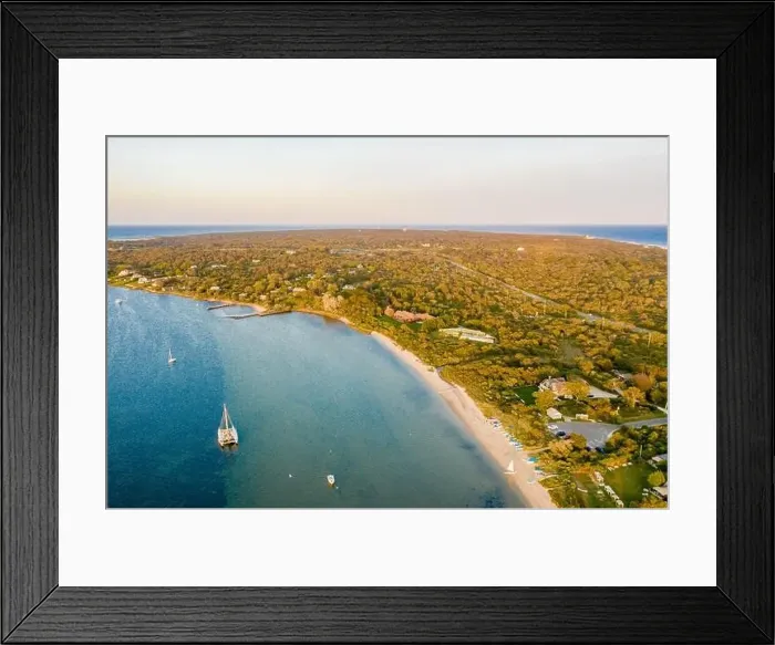 Framed Print : aerial image of lake Montauk and highway 27, Montauk, NY Framed Print : aerial image of lake Montauk and highway 27, Montauk, NY