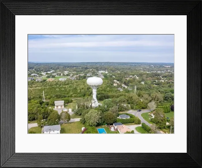 Framed Print : Aerial view of the water tower in Southampton, NY Framed Print : Aerial view of the water tower in Southampton, NY