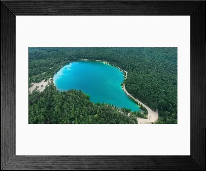 Framed Print : Lake in the forest with blue water Framed Print : Lake in the forest with blue water