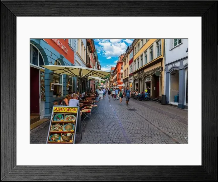 Framed Print : Heidelber, Germany - July 6, 2019: Marketplace crowded with tourists and Town Hall in Heidelberg in Germany Framed Print : Heidelber, Germany - July 6, 2019: Marketplace crowded with tourists and Town Hall in Heidelberg in Germany