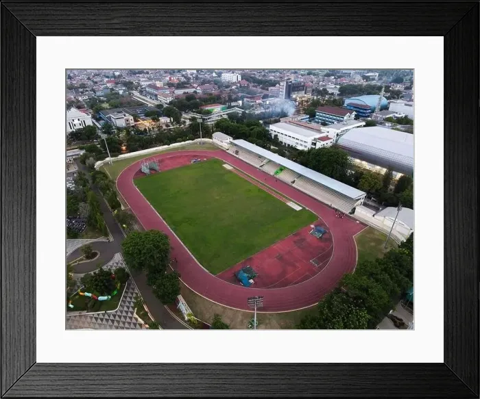 Framed Print : Jakarta. Indonesia. November 20 2020 : Aerial View - The largest stadium of Velodrome from drone. Indonesia Framed Print : Jakarta. Indonesia. November 20 2020 : Aerial View - The largest stadium of Velodrome from drone. Indonesia