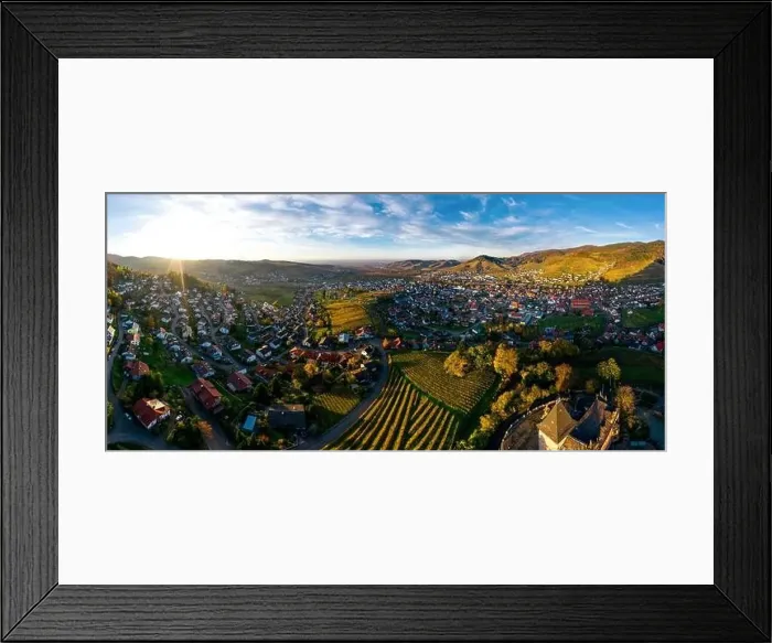 Framed Print : Colorful landscape aerial view of little village Kappelrodeck in Black Forest mountains Framed Print : Colorful landscape aerial view of little village Kappelrodeck in Black Forest mountains