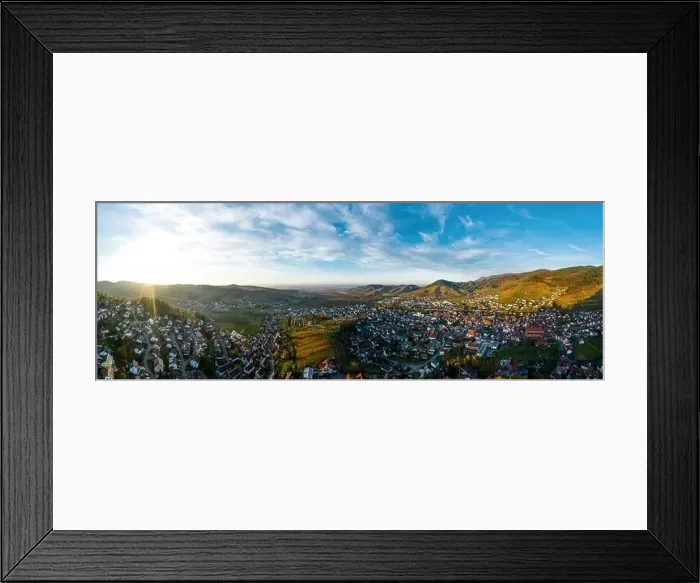 Framed Print : Colorful landscape aerial view of little village Kappelrodeck in Black Forest mountains Framed Print : Colorful landscape aerial view of little village Kappelrodeck in Black Forest mountains