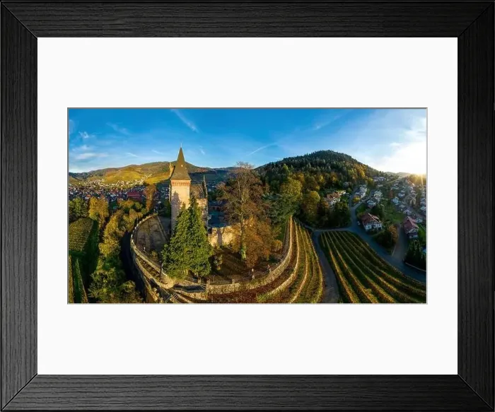 Framed Print : Colorful landscape aerial view of little village Kappelrodeck in Black Forest mountains Framed Print : Colorful landscape aerial view of little village Kappelrodeck in Black Forest mountains