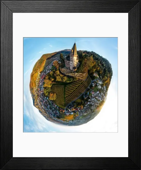 Framed Print : Colorful landscape aerial view of little village Kappelrodeck in Black Forest mountains Framed Print : Colorful landscape aerial view of little village Kappelrodeck in Black Forest mountains