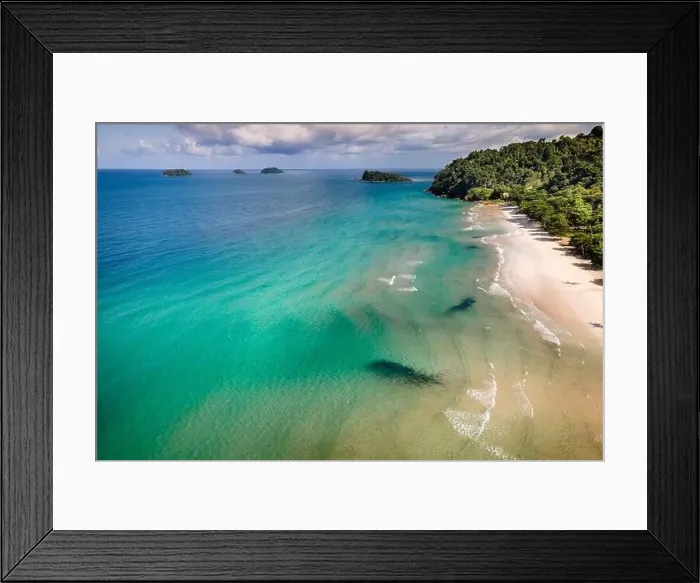 Framed Print : Aerial shot of tropical beach on Koh Chang, Thailand with Islands in distance Framed Print : Aerial shot of tropical beach on Koh Chang, Thailand with Islands in distance