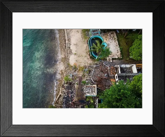 Framed Print : Aerial view of derelict tropical beach resort abandoned due to the pandemic travel restrictions Framed Print : Aerial view of derelict tropical beach resort abandoned due to the pandemic travel restrictions