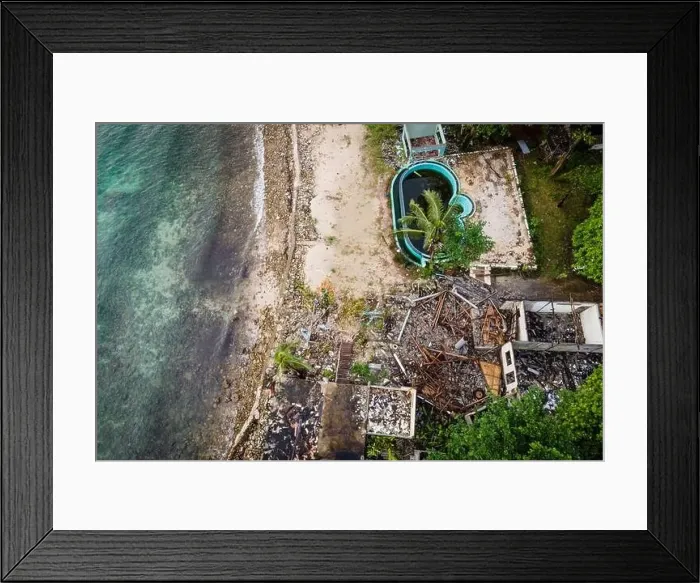 Framed Print : Aerial view of derelict tropical beach resort abandoned due to the pandemic travel restrictions Framed Print : Aerial view of derelict tropical beach resort abandoned due to the pandemic travel restrictions