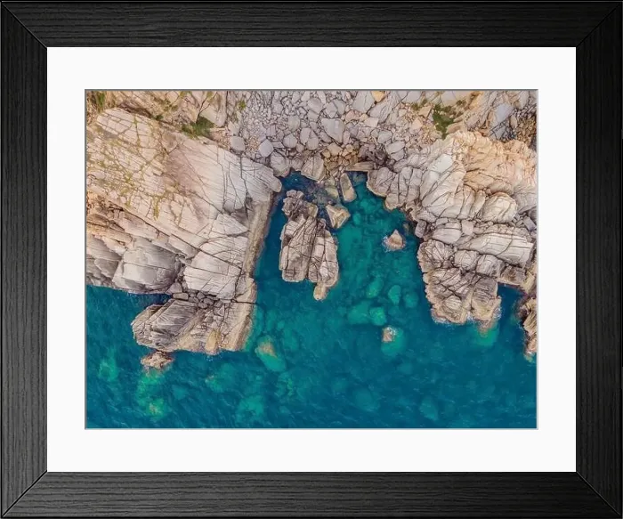 Framed Print : Aerial view of ocean waves and fantastic Rocky coast Framed Print : Aerial view of ocean waves and fantastic Rocky coast