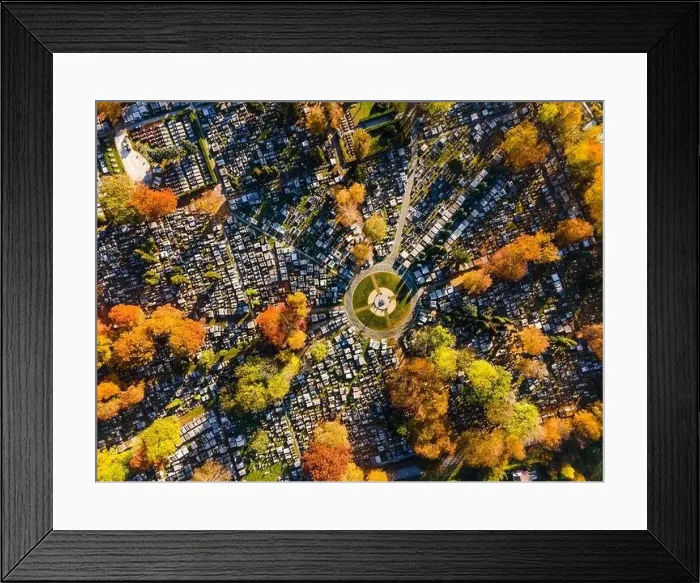Framed Print : Abstract Geometric Pattern in City Graveyard Cemetery. Aerial Top Down Drone View Framed Print : Abstract Geometric Pattern in City Graveyard Cemetery. Aerial Top Down Drone View