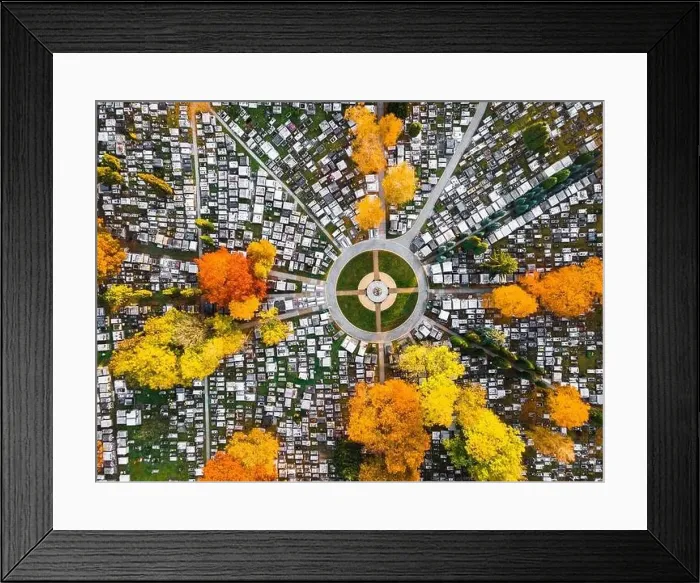 Framed Print : Abstract Pattern in Cemetery in Tarnow, Poland. Autumn Foliage and Grave Yards. Top Down Drone View Framed Print : Abstract Pattern in Cemetery in Tarnow, Poland. Autumn Foliage and Grave Yards. Top Down Drone View