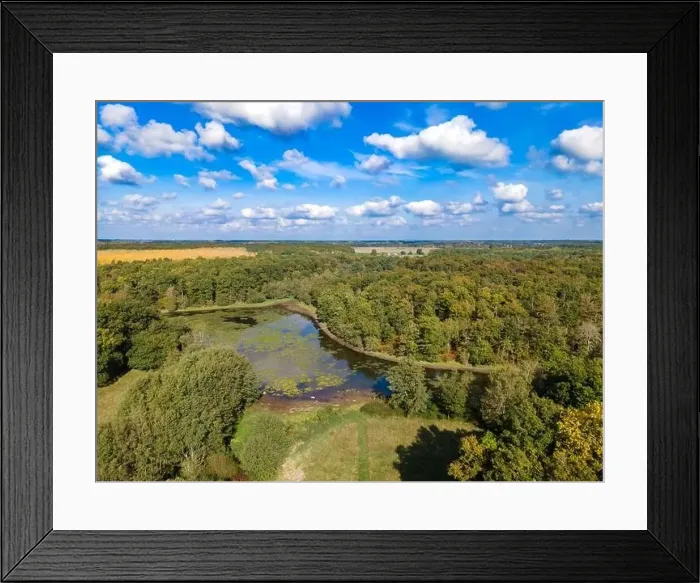 Framed Print : Aerial view of a pond in Loire Valley, France Framed Print : Aerial view of a pond in Loire Valley, France