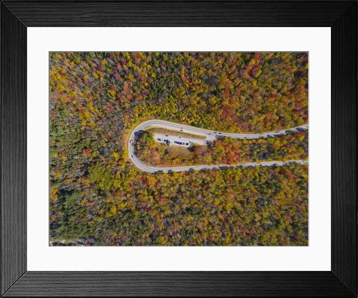 Framed Print : White Mountain National Forest fall foliage on Kancamagus Highway near Hancock Notch u-turn top view Framed Print : White Mountain National Forest fall foliage on Kancamagus Highway near Hancock Notch u-turn top view