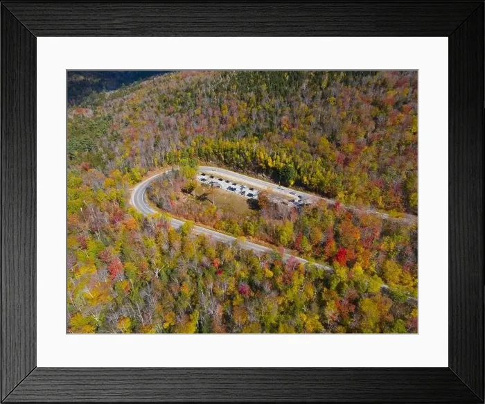 Framed Print : White Mountain National Forest fall foliage on Kancamagus Highway near Hancock Notch u-turn top view Framed Print : White Mountain National Forest fall foliage on Kancamagus Highway near Hancock Notch u-turn top view