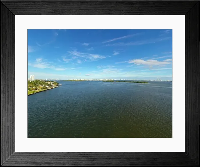 Framed Print : Aerial photo Miami Biscayne Bay view of islands Framed Print : Aerial photo Miami Biscayne Bay view of islands