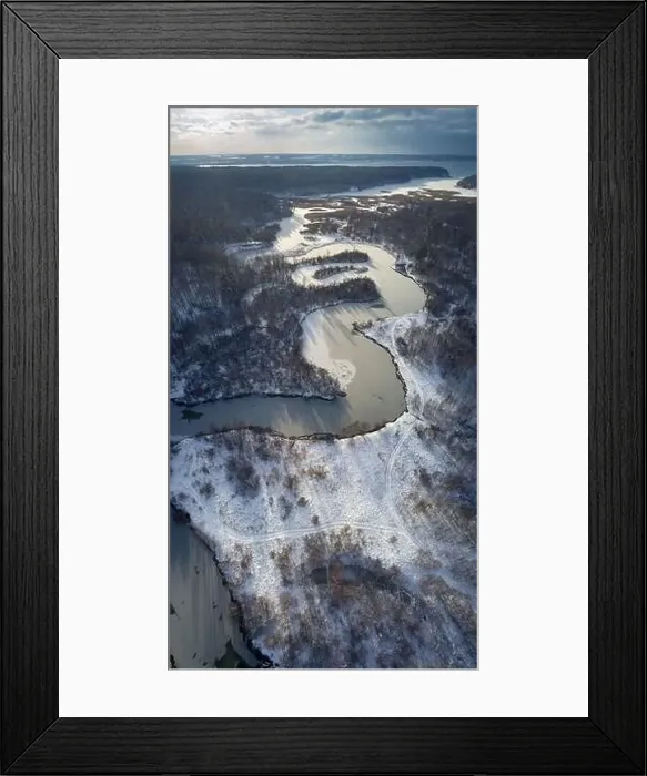 Framed Print : Aerial photo panorama of Koen river under ice and snow. Beautiful winter landscape. Novosibirsk, Siberia, Russia Framed Print : Aerial photo panorama of Koen river under ice and snow. Beautiful winter landscape. Novosibirsk, Siberia, Russia