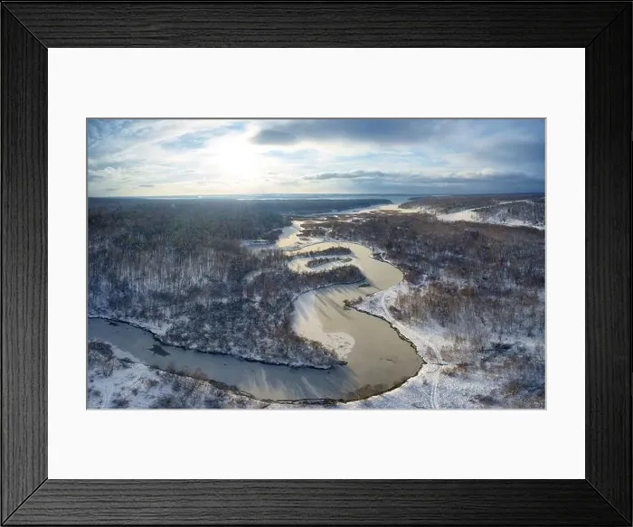 Framed Print : Aerial photo panorama of Koen river under ice and snow. Beautiful winter landscape. Novosibirsk, Siberia, Russia Framed Print : Aerial photo panorama of Koen river under ice and snow. Beautiful winter landscape. Novosibirsk, Siberia, Russia
