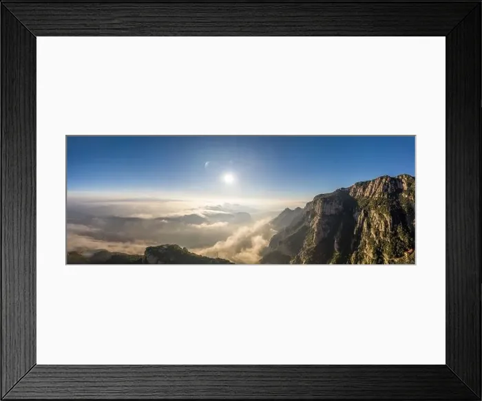 Framed Print : Panoramic aerial drone shot of morning clouds over Montserrat mountain near Barcelona Framed Print : Panoramic aerial drone shot of morning clouds over Montserrat mountain near Barcelona