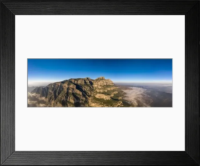 Framed Print : Panoramic aerial drone shot of Abbey Montserrat near Barcelona in mountain range in morning
