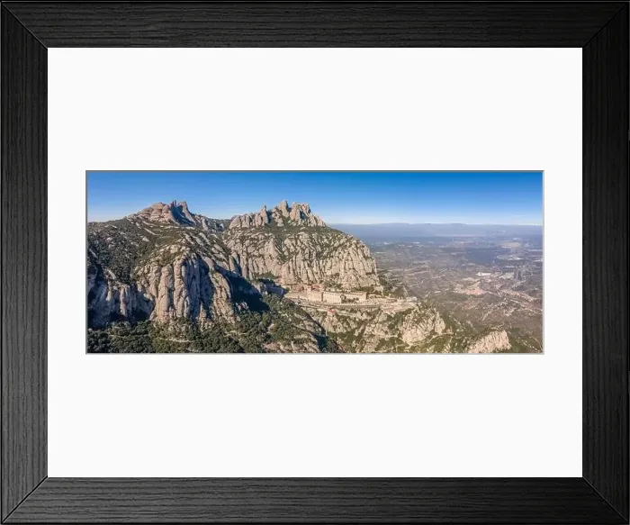 Framed Print : Panoramic aerial drone view of Abbey of Montserrat mountain near Barcelona in morning sunrise near Barcelona Framed Print : Panoramic aerial drone view of Abbey of Montserrat mountain near Barcelona in morning sunrise near Barcelona